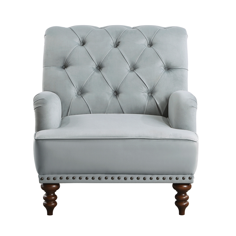 Pemberly Row Modern Fabric Upholstered Accent Chair in Gray Color