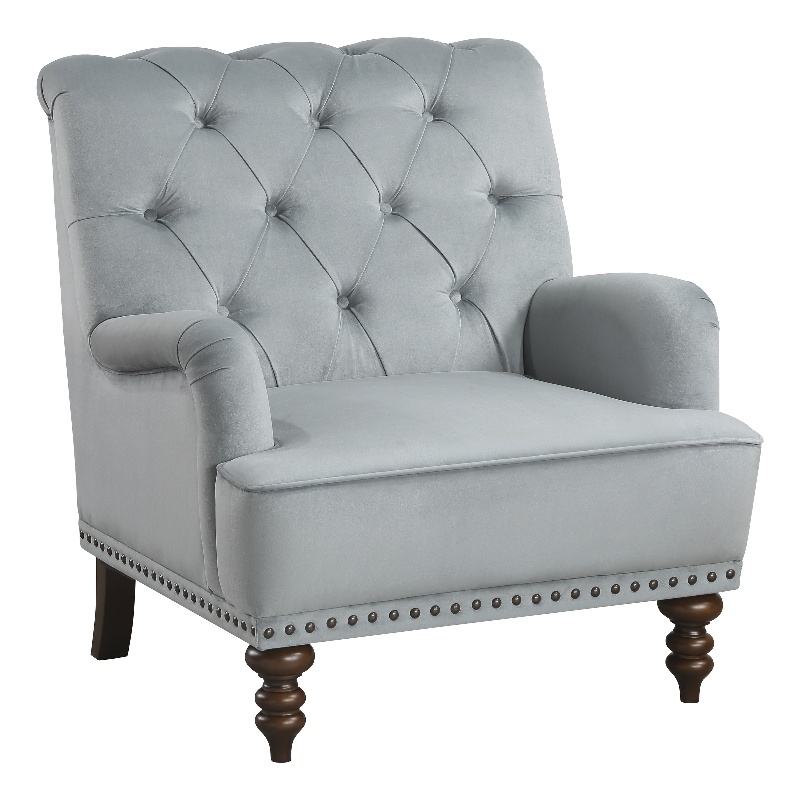 Pemberly Row Modern Fabric Upholstered Accent Chair in Gray Color