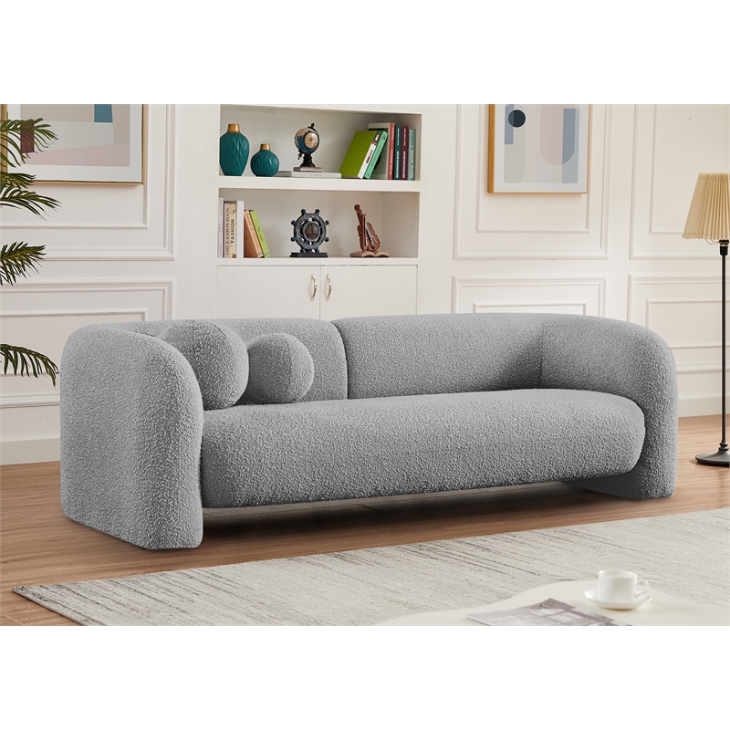 Pemberly Row Modern / Contemporary Gray Finish Boucle Fabric Sofa