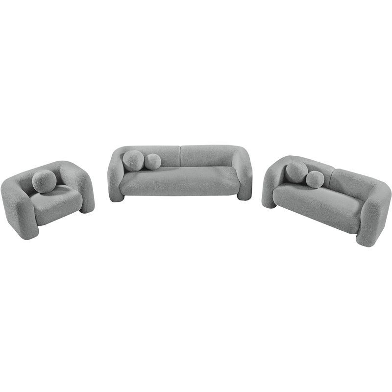 Pemberly Row Modern / Contemporary Gray Finish Boucle Fabric Sofa