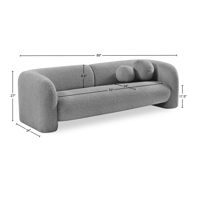 Pemberly Row Modern / Contemporary Gray Finish Boucle Fabric Sofa