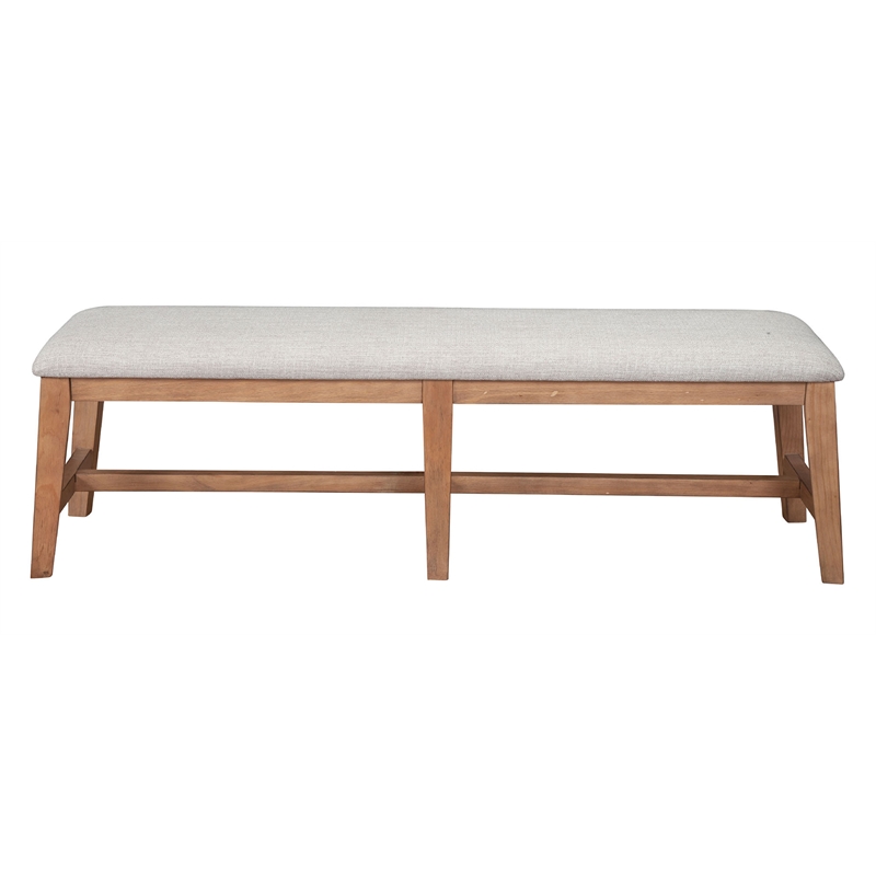 Pemberly Row Contemporary Solid Pine Dining Bench in Natural