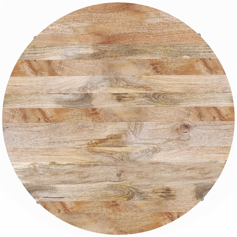 Pemberley Row Mango Wood Natural Coffee Table Round Modern Design 38