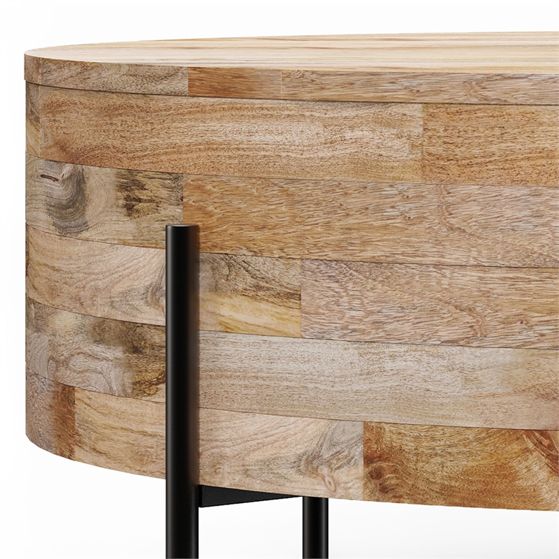 Pemberley Row Mango Wood Natural Coffee Table Round Modern Design 38