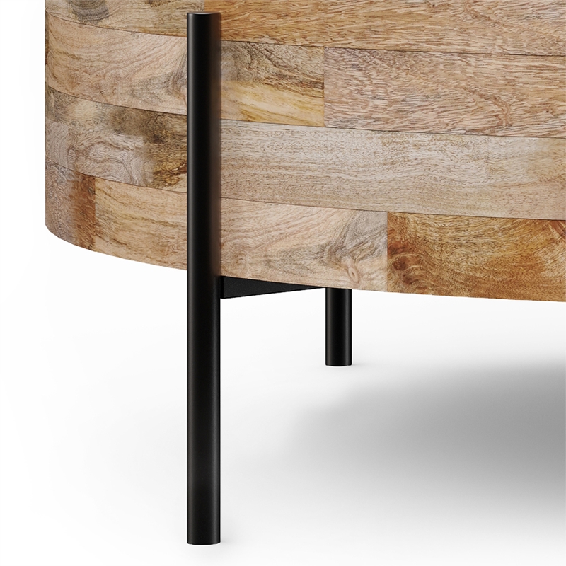 Pemberley Row Mango Wood Natural Coffee Table Round Modern Design 38