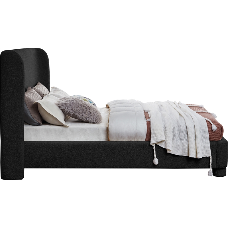 Pemberley Row Boucle Fabric Black Queen Bed Rectangular Contemporary 73