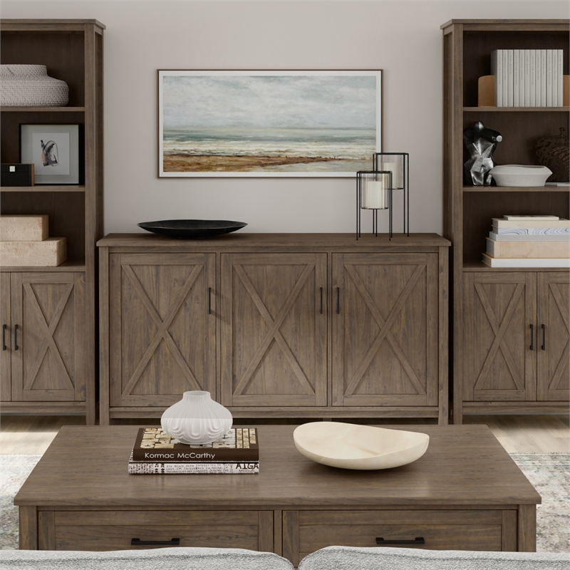 Pemberly Row SOLID WOOD 60 inch Wide Wide Storage Cabinet - Smoky Brown