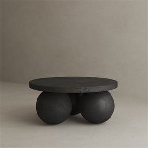 Pemberly Row Modern / Contemporary Round Coffee Table Small In Black