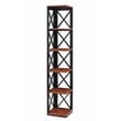 Pemberly Row Five-Tier Corner Bookshelf Bookcase in Cherry and Black Wood