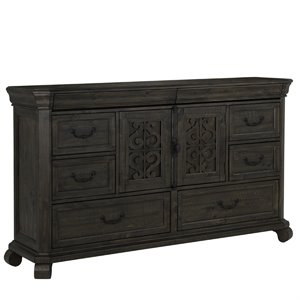 Pemberly Row Contemporary Traditional Peppercorn 8 Drawer Dresser
