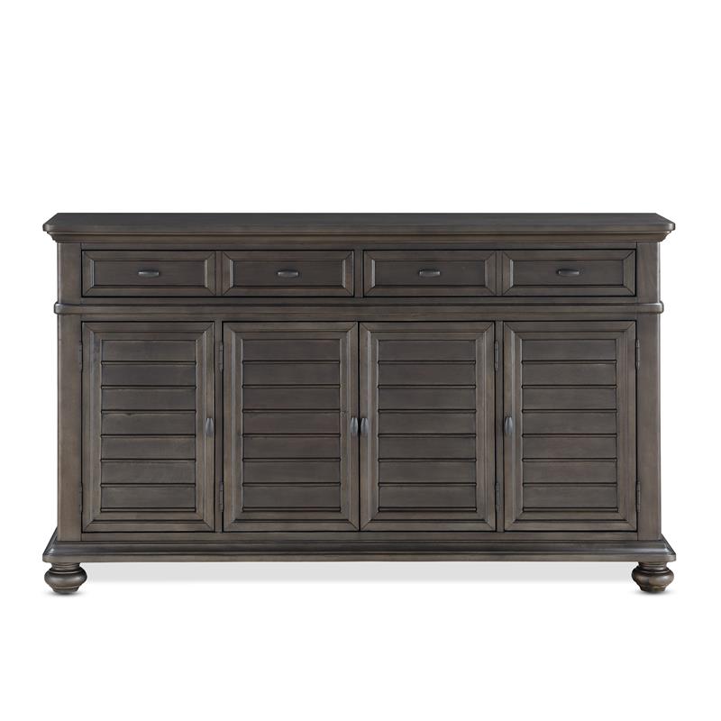 Pemberly Row Contemporary Gray-Brown Server with Wine Storage
