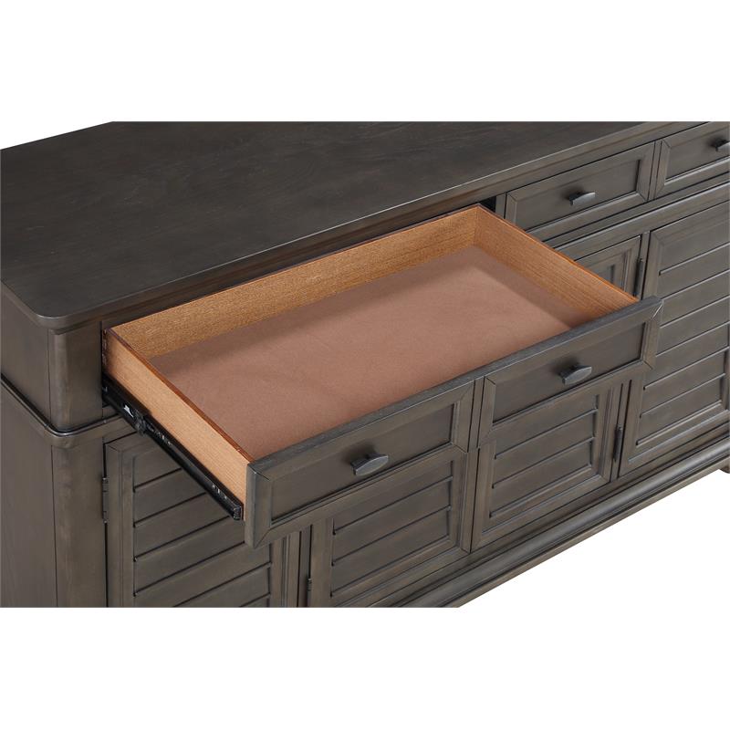 Pemberly Row Contemporary Gray-Brown Server with Wine Storage