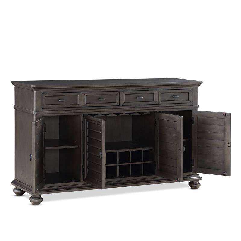 Pemberly Row Contemporary Gray-Brown Server with Wine Storage