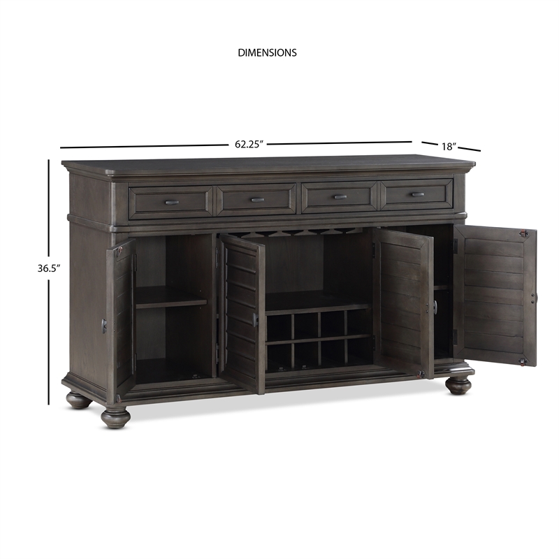 Pemberly Row Contemporary Gray-Brown Server with Wine Storage