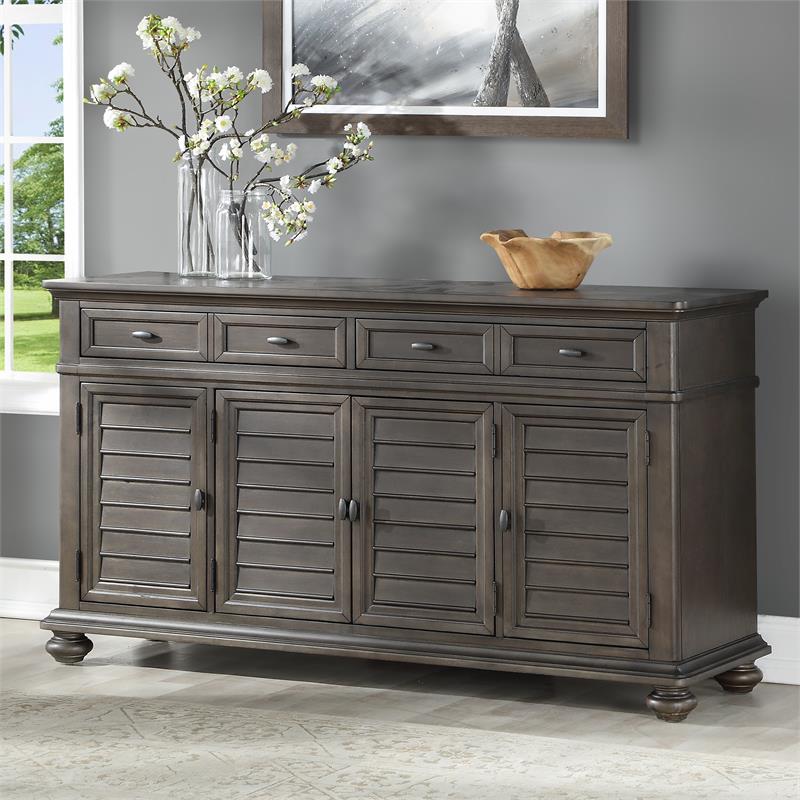 Pemberly Row Contemporary Gray-Brown Server with Wine Storage
