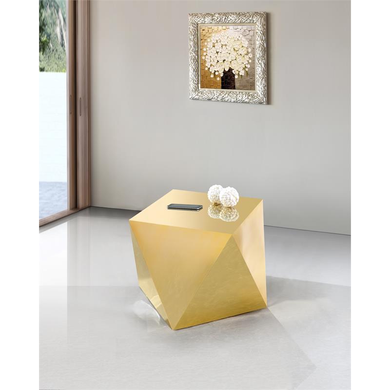 Pemberly Row Modern Stainless Steel Contemporary End Table in Gold