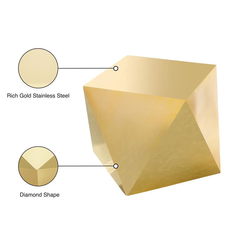 Pemberly Row Modern Stainless Steel Contemporary End Table in Gold