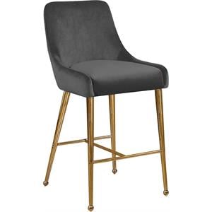 Pemberly Row Modern 28&quotH Velvet Bar Stool in Gray (Set of 2)