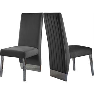 Pemberly Row Modern 19&quotH Velvet Dining Chair in Gray (Set of 2)