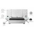 Pemberly Row Contemporary Solid Wood and Velvet King Bed in White