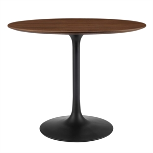 Pemberly Row 36&quot Round Veneer and MDF Dining Table in Black/Walnut
