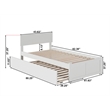 Pemberly Row Twin XL Wood Platform Bed with Footboard & Twin XL Trundle in White