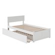 Pemberly Row Twin XL Wood Platform Bed with Footboard & Twin XL Trundle in White
