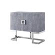 Pemberly Row 2-Doors Oak Veneer Wood Accent Chest in Gray Oak/Chrome