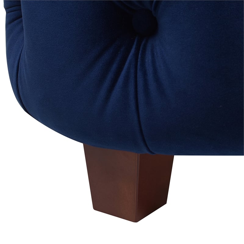 Pemberly Row Modern / Contemporary Tufted Bed King Navy Blue Velvet