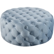 Pemberly Row Modern Button Sky Blue Velvet Ottoman and Bench