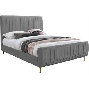 Pemberly Row Modern / Contemporary Gray Finish Finish Velvet King Bed