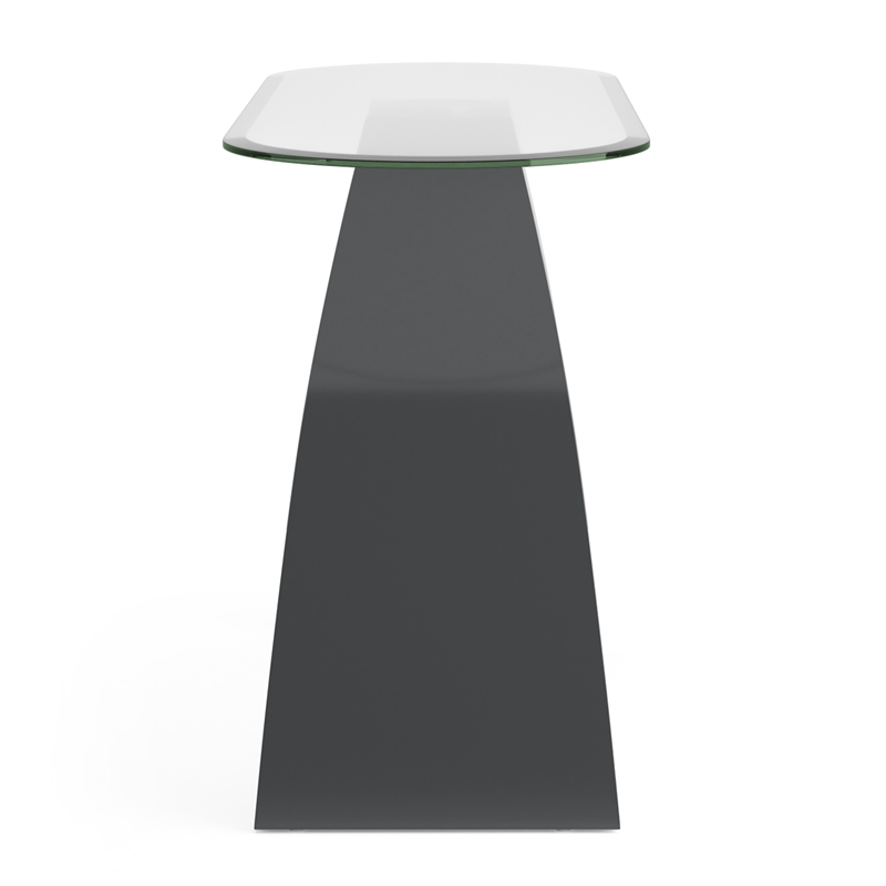 Pemberly Row Modern Contemporary Glass Top Sofa Table in Gray