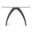 Pemberly Row Modern Contemporary Glass Top Sofa Table in Gray
