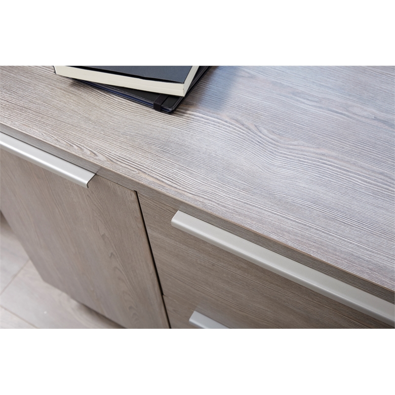 Pemberly Row Modern Credenza with 2 Drawers and 2 Doors in Gray