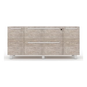 Pemberly Row Modern Credenza with 2 Drawers and 2 Doors in Gray