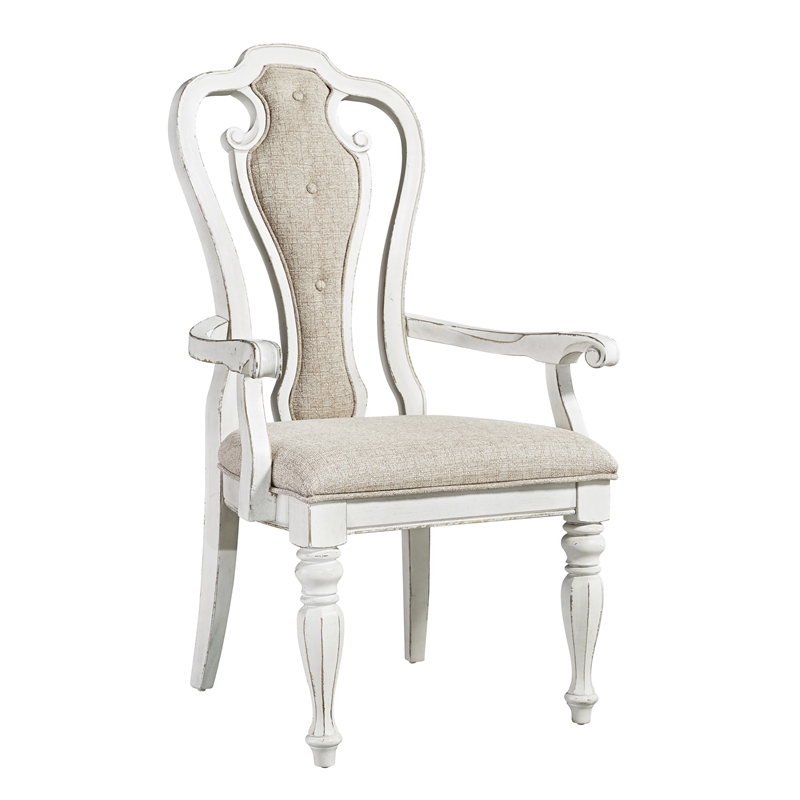Pemberly Row Modern White Splat Back Uph Arm Chair (RTA)-Set of 2
