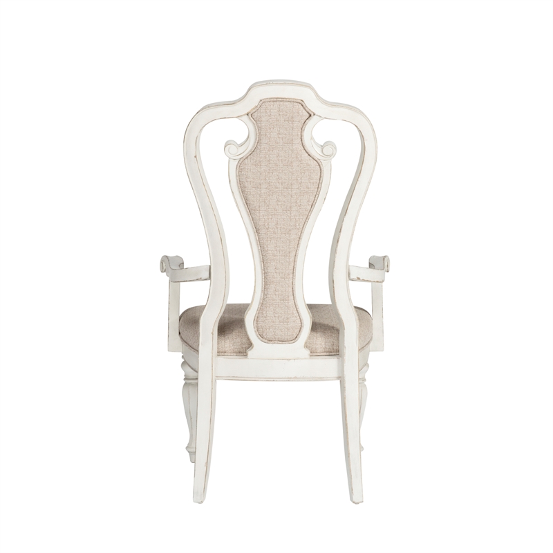 Pemberly Row Modern White Splat Back Uph Arm Chair (RTA)-Set of 2