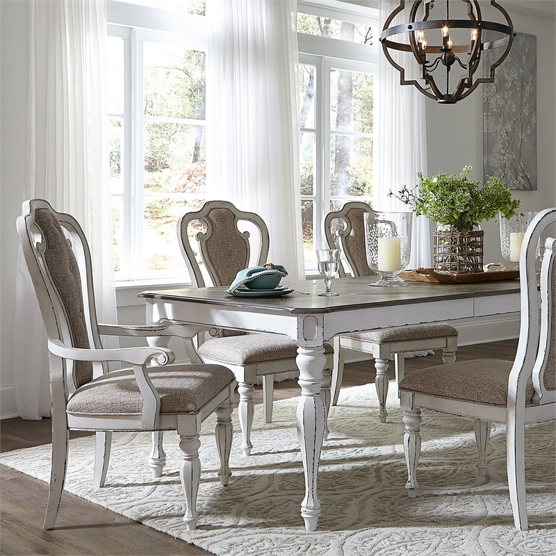 Pemberly Row Modern White Splat Back Uph Arm Chair (RTA)-Set of 2