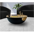 Pemberly Row Round Matte Black Metal Coffee Table with Glass Top