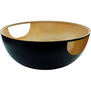 Pemberly Row Round Matte Black Metal Coffee Table with Glass Top