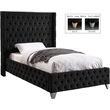 Pemberly Row Modern / Contemporary Black Finish Velvet Twin Bed