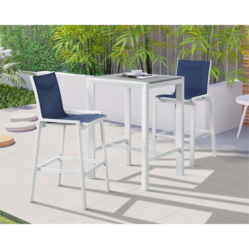 Pemberly Row Modern Navy Outdoor Patio Mesh Barstool (Set of 2)