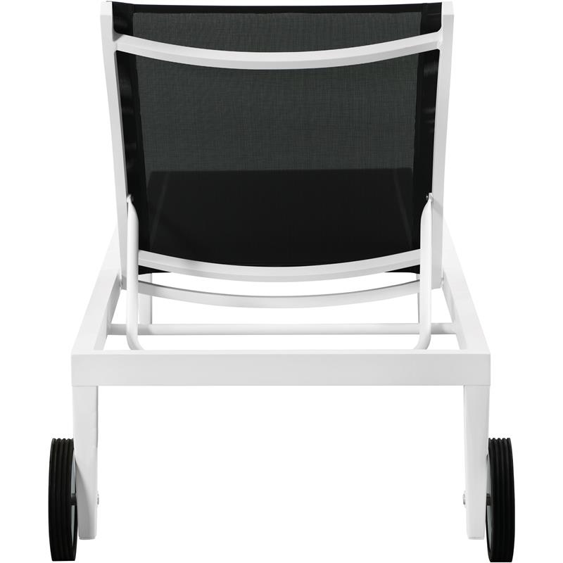 Pemberly Row Modern Black Outdoor Patio Mesh Chaise Lounge Chair
