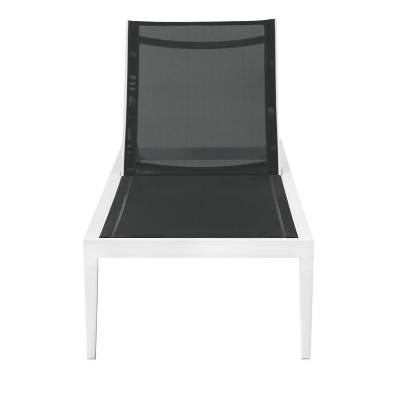 Pemberly Row Modern Black Outdoor Patio Mesh Chaise Lounge Chair