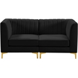 Pemberly Row Modern / Contemporary Black Velvet Modular Sofa