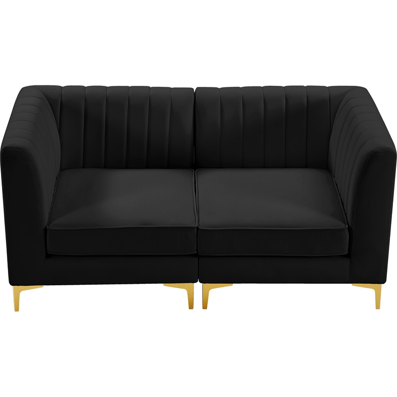 Pemberly Row Modern / Contemporary Black Velvet Modular Sofa