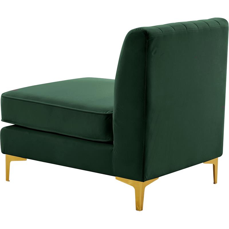 Pemberly Row Modern / Contemporary Green Velvet Armless Chair