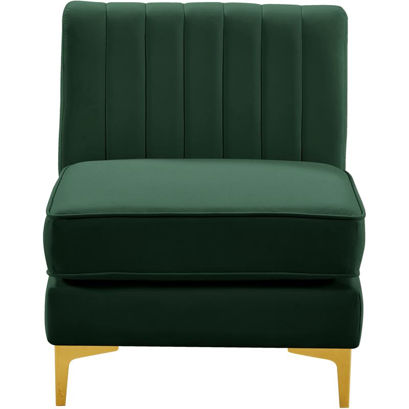Pemberly Row Modern / Contemporary Green Velvet Armless Chair