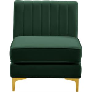 Pemberly Row Modern / Contemporary Green Velvet Armless Chair