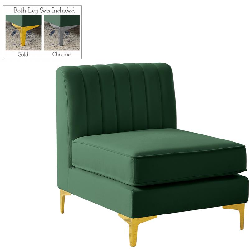 Pemberly Row Modern / Contemporary Green Velvet Armless Chair